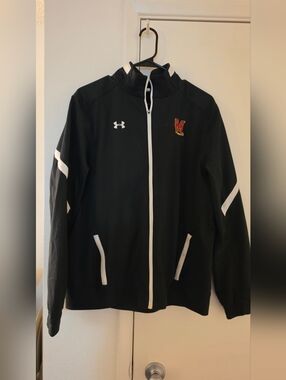 Under Armour Black Jacket with White Trim and Red/Gold Patch